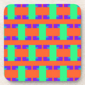 Dessous-de-verre motif d'art abstrait orange vert (Devant)