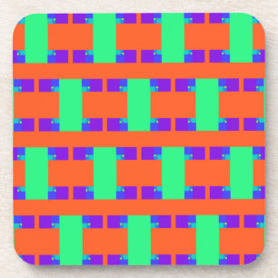 Dessous-de-verre motif d'art abstrait orange vert