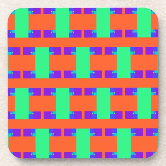 Dessous-de-verre motif d'art abstrait orange vert (Devant)