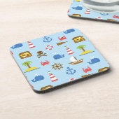 Dessous-de-verre Motif d'art de mer de pixel (Côté gauche)