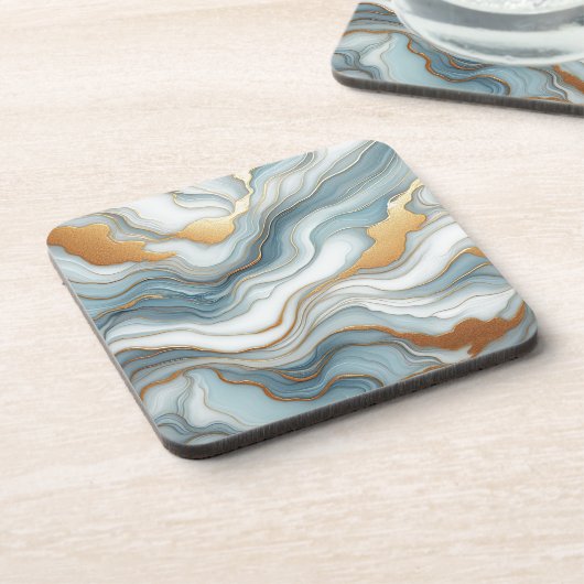 Dessous-de-verre Motif d'art en marbre gris bleu turquoise (Côté gauche)