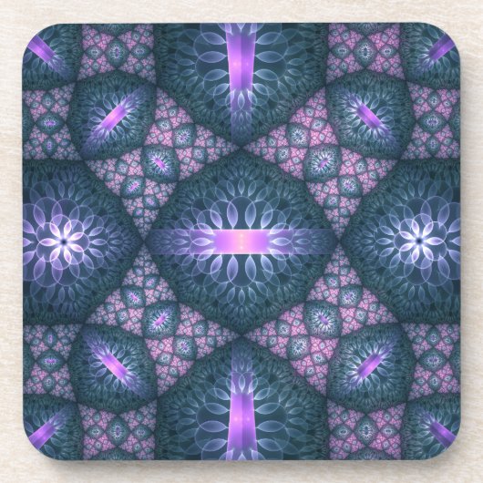 Dessous-de-verre motif d'art fractal 3D Turquoise violet rose (Devant)
