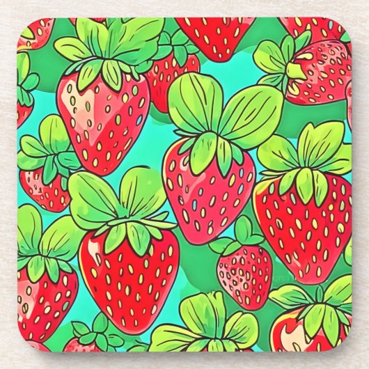 Dessous-de-verre Motif d'art pop fraise (Devant)