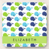 Dessous-de-verre Motif De Baleines, Beaux Baleines, Votre Nom (Devant)