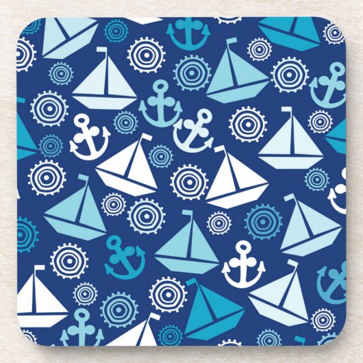 Dessous-de-verre Motif de bande dessinée avec des voiliers (Devant)