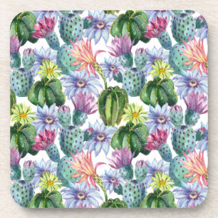 Dessous-de-verre Motif de cactus à aquarelle peinte à la main