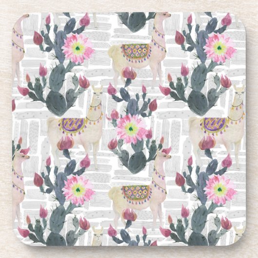 Dessous-de-verre Motif de cactus d'aquarelle (Devant)