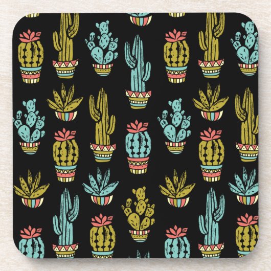 Dessous-de-verre Motif de cactus de grunge foncé (Devant)