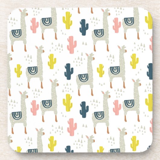 Dessous-de-verre Motif de cactus et de lamas (Devant)