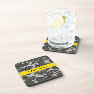 Dessous-de-verre Motif de camouflage gris, Votre nom, Personnaliser