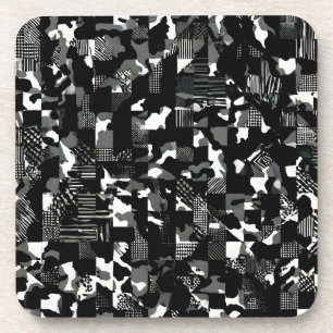 Dessous-de-verre Motif de camouflage noir et blanc "Fractura"