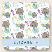 Dessous-de-verre Motif De Chats, Chats Mignons, Chatons, Votre Nom (Devant)