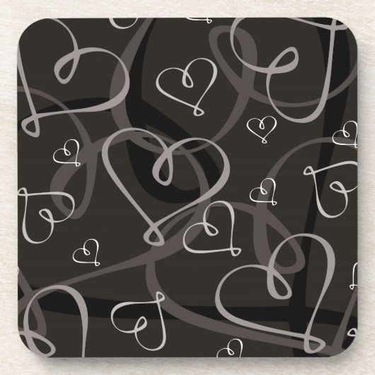 Dessous-de-verre Motif de coeur noir et blanc (Devant)