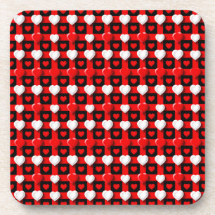 Dessous-de-verre Motif de cœur rouge et blanc