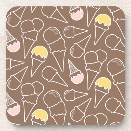 Dessous-de-verre Motif de cône glacé sur le Brown (Devant)