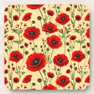Dessous-de-verre Motif de coquelicots rouges