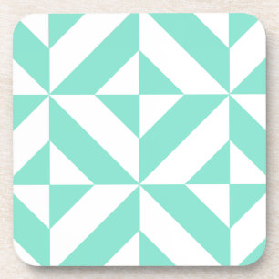 Dessous-de-verre Motif de cube géométrique vert Seafoam