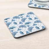 Dessous-de-verre Motif de feuille de Gingko bleu et blanc (Côté gauche)
