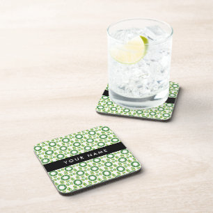 Dessous-de-verre Motif de feuille, Feuilles vertes, Votre nom
