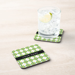 Dessous-de-verre Motif de feuille, Feuilles vertes, Votre nom