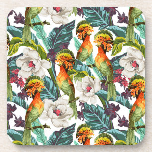 Dessous-de-verre Motif De Fleur Exotique Et Oiseau