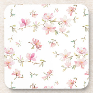 Dessous-de-verre Motif de fleur rose mou d'aquarelle