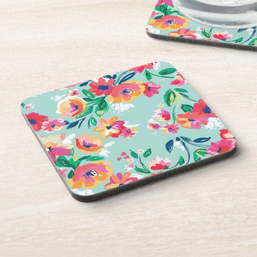 Dessous-de-verre Motif de fleurs peint (Côté gauche)