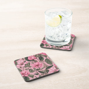 Dessous-de-verre Motif de fleurs roses botaniques