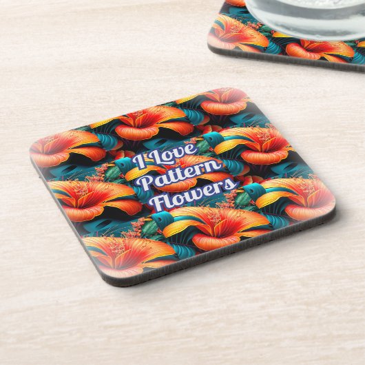 Dessous-de-verre Motif de fleurs roses saumons (Côté gauche)