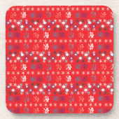 Dessous-de-verre Motif de flocon de neige moderne Red Christmas (Devant)