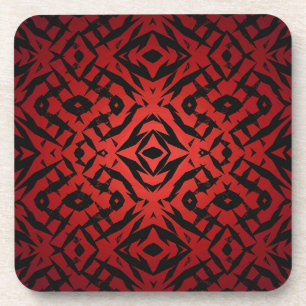 Dessous-de-verre Motif de formes tribales rouge et noir