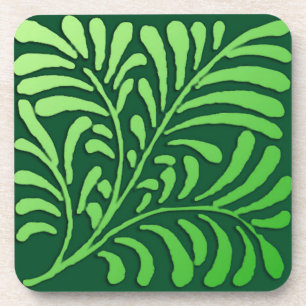 Dessous-de-verre Motif de fougères Art déco - tons verts
