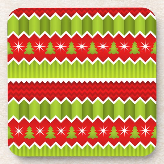 Dessous-de-verre Motif De Frappes Chevron Rouge Et Vert Noël (Devant)