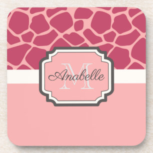 Dessous-de-verre Motif de girafe rose