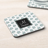 Dessous-de-verre Motif de jardin Feuille vert Monogramme Personnali (Côté gauche)