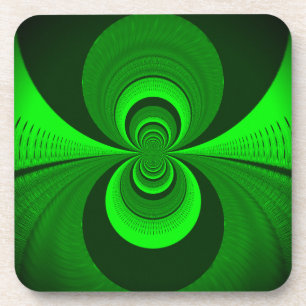 Dessous-de-verre Motif de kaléidoscope groovy vert brillant abstrai