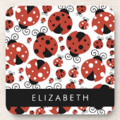 Dessous-de-verre Motif De Ladybugs, Red Ladybugs, Votre Nom (Devant)