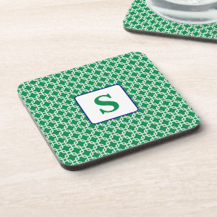 Dessous-de-verre Motif de lien vert blanc Prépa Monogramme Navy