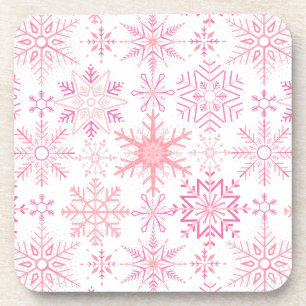 Dessous-de-verre Motif de neige rose