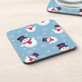 Dessous-de-verre Motif De Noël Bleu Avec Snowmen Et Snowflakes (Côté gauche)