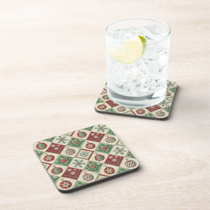 Dessous-de-verre Motif de Noël brodé au point de matelassage vintag