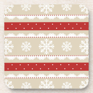 Dessous-de-verre Motif de Noël cool beige rouge blanc