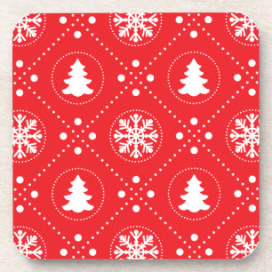Dessous-de-verre Motif de Noël Festive Rouge Blanc d'hiver
