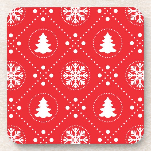 Dessous-de-verre Motif de Noël Festive Rouge Blanc d'hiver (Devant)
