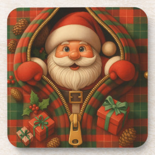Dessous-de-verre Motif de Noël Père Noël à carreaux