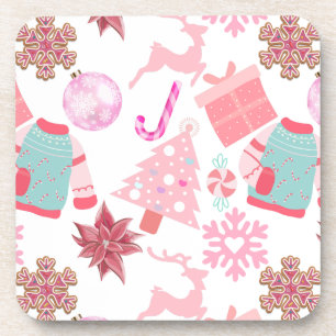 Dessous-de-verre Motif de Noël rose 02