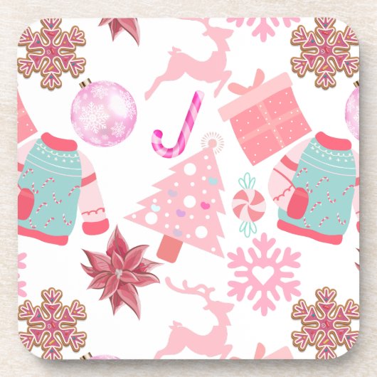 Dessous-de-verre Motif de Noël rose 02 (Devant)