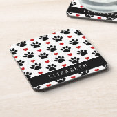 Dessous-de-verre Motif De Pâtes, Pâtes Noires, Coeurs Rouges, Votre (Côté gauche)