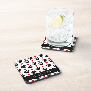 Dessous-de-verre Motif De Pâtes, Pâtes Noires, Coeurs Rouges, Votre