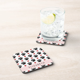 Dessous-de-verre Motif De Pâtes, Pâtes Noires, Coeurs Rouges, Votre